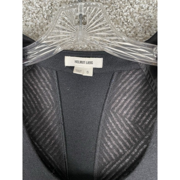 Helmut Lang Black Asymmetrical Geometric Lace Wool Dress With Shoulder Pads Sz S - Picture 3 of 11